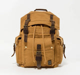 Vintage Leather Military Canvas travel Backpacks Men &Women School Backpacks men Travel bag big Canvas Backpack Large bag