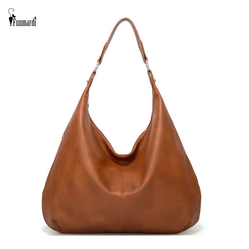 Funmardi Vintage Female Shoulder Bags Fashion Patchwork PU Leather Women Bag Hobo Ladies Handbag Big Casual Tote Bags WLHB2181