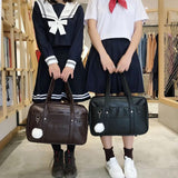 Japan Cosplay School Bag JK Uniform Bag Messenger Shoulder Handbags Bag With Holes Japanese PU Leather Blck