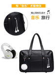Japan Cosplay School Bag JK Uniform Bag Messenger Shoulder Handbags Bag With Holes Japanese PU Leather Blck