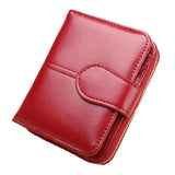 Hot Sale Wallet Short Wallet PU Women's Purse Zipper&Button Purse Red Small Wallet Coin Pocket Cartera