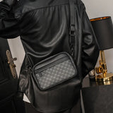 Luxury Leather Crossbody Bags Men Fashion Design Plaid Men Shoulder Bag Business Messenger Bag Mens Handbag Satchels Tote Purse