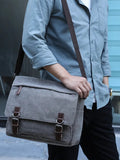 Canvas Laptop Shoulder Bag Messenger Bag Men Casual Crossbody Bags School Bookbag