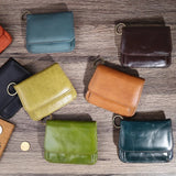 Genuine Leather Women Wallet RFID Blocking Compact Women's Wallets Small Zipper Coin Wallet Female Short Women Purse Card Wallet