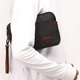 Canvas Wristlet Bag Large Clutch Wallet Purse Zipper Pouch Handbag Organizer With Leather Strap For Men
