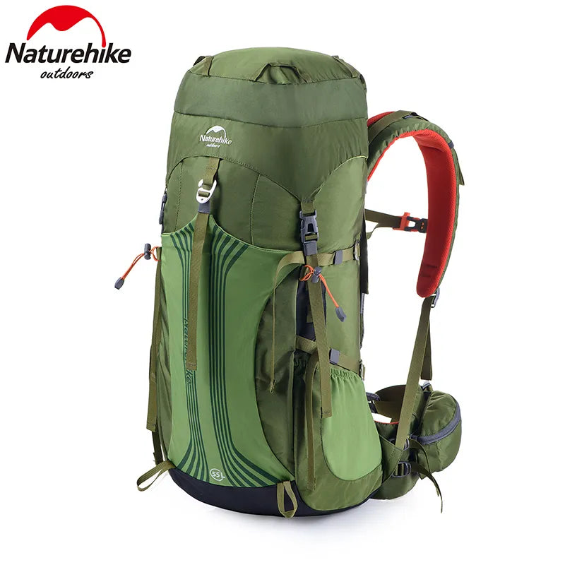 Naturehike 55L Camping Hiking Backpack External Frame Hiking Backpacks 65L Large Capacity Trekking Mountaineering Climbing Bag