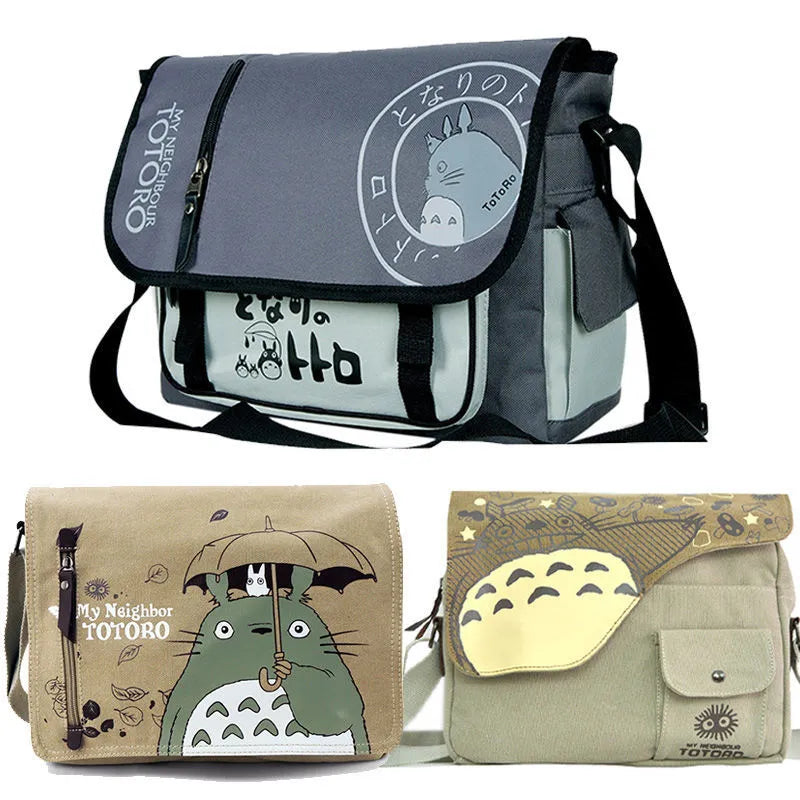 Ghibli Cartoon Casual Large Capacity Totoro Men Messenger Bag Canvas Crossbody Shoulder Bags Anime Bags Andbags Female Trend