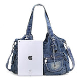 New in Large Capacity Handbag Denim Bag Casual Women Shoulder Bag Jeans Tote Bag Pockets Hobo Bag