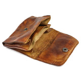 Genuine Leather Coin Purse for Men Women Vintage Handmade Short Credit Card Case Purse with Coin Pocket Small Slim Wallet Male
