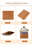 Genuine Leather Coin Purse For Men Women Cowhide RFID Short Slim Squeeze Opening Change Card Holder Pouch Money Key Storage Bag
