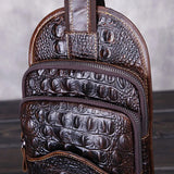 Vintage Men Genuine Leather Crocodile Grain Travel Shoulder Cross Body Bags Messenger Sling Pack Chest Bag