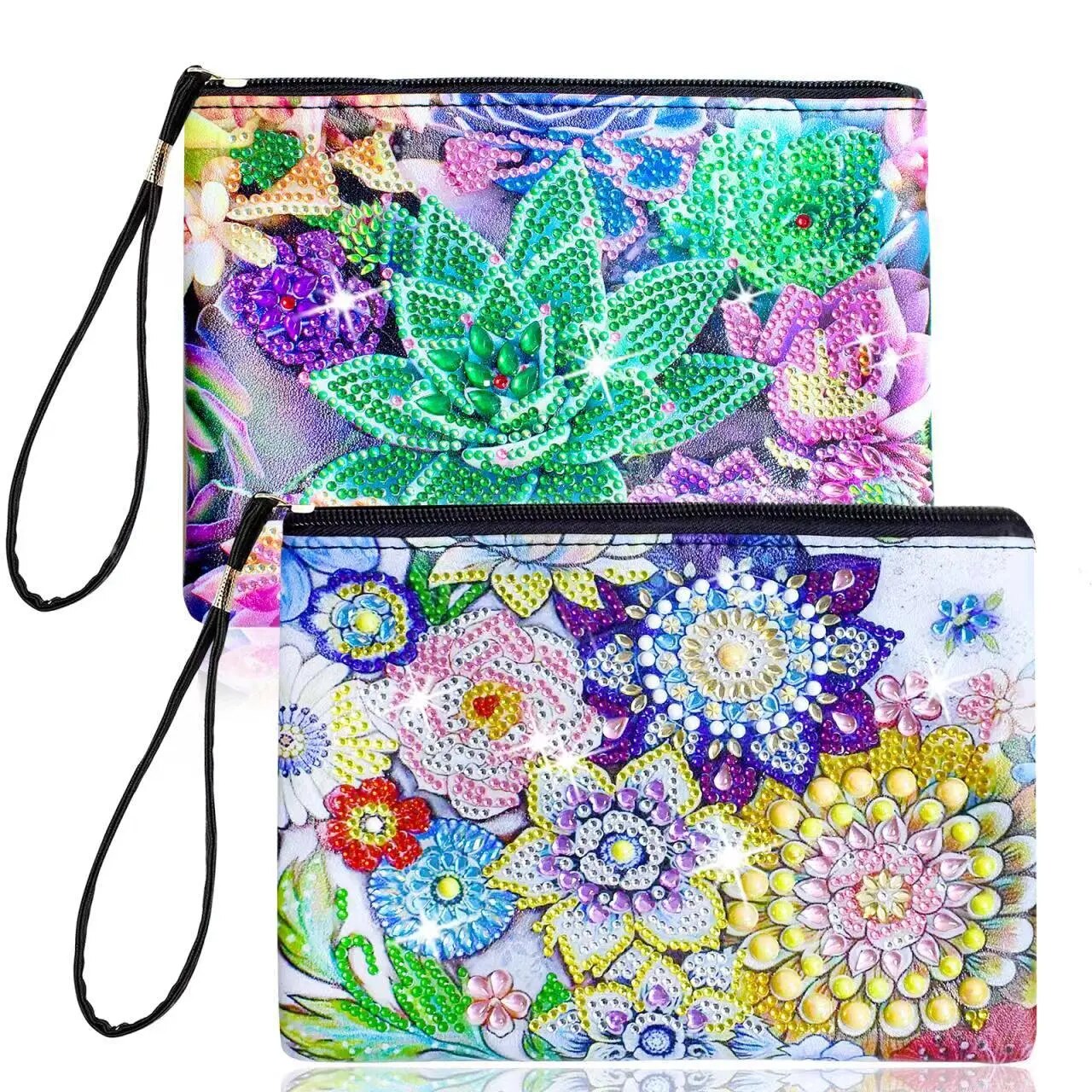 2pcs DIY Special Shaped Diamond Painting Bags Women Wristlet Bags Zipper Wallet Women Clutch Storage Bag Girls Handbag Gift