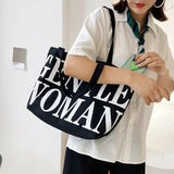 2023 Summer New Trendy Korean Women'S Large Shoulder Bag Fashion Letter Printing Canvas Handbag with Handle Tote Bag Letter Bag