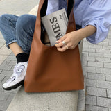 Casual Women Shoulder Bag PU Leather Tote Handbag Female Shopping Bags Soft Leather Lady Purse Bags High Capacity Totes