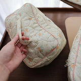 Portable Women Travel Toiletry Storage Case Quilted Cosmetic Box Cotton Cloth Makeup Organizer Pouch Bag Toiletry Case For Girl