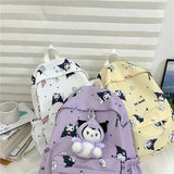 2023 New Sanrio  Kuromi Pochacco Printed Shoulder Bag Female Junior High School Students Campus Simple Large-capacity Backpack