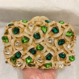 Large AB Rhinestone Crystal Clutch Purse Gold Metal Evening Wedding Bridesmaid Handbags New100% Handmade Women Diamond Bags