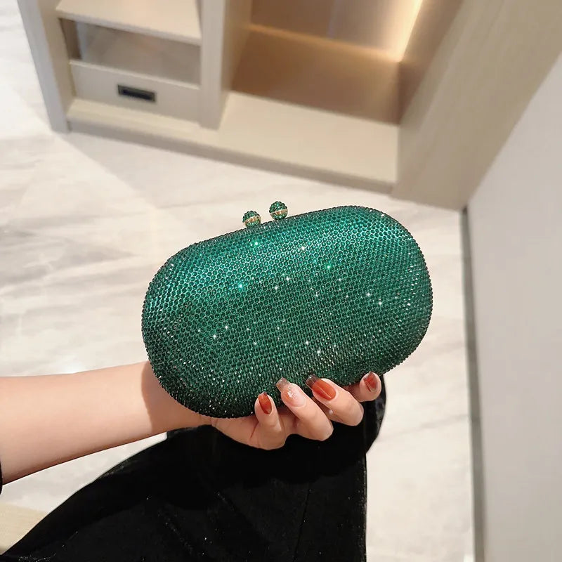 2023 New Women Full Side Diamond Clutch Bags Wedding Dinner Wallets With Chain Mini Banquet Purse Egg Shaped Wallets