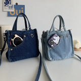 Denim Bag Women Satchels Canvas Casual Soft Shoulder Bag Handbag Purse Street Style Girls Bag