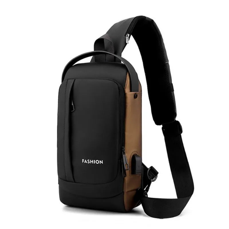 Men's Anti-theft USB Chest Bags Multifunction Shoulder Bag Man Crossbody Cross Body Travel Bag Messenger Pack Sling Bag for Male