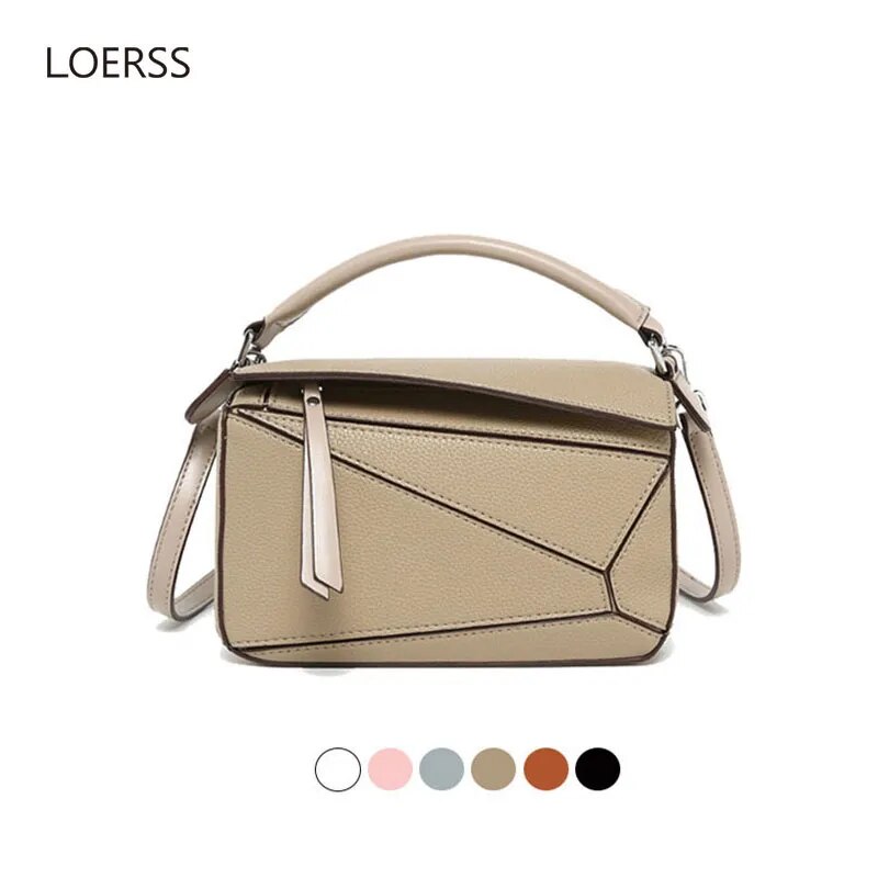 LOERSS Women's Puzzle Mini Bag Classic Geometric Shoulder Bag Solid Color Zipper Luxury Crossbody Bag Designer Top Quality Bag