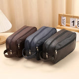 Men Travel Cosmetic Bag Zipper Makeup Bags PU Leather Travel toiletry bag Cosmetics Organizer Storage Pouch Large Capacity New