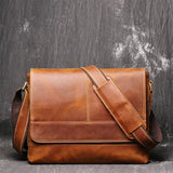 Men's Genuine Leather Shoulder Bag Vintage Casual A4 Cowhide Bag First Layer Cowhide Messenger Bag Handmade Satchel Bag