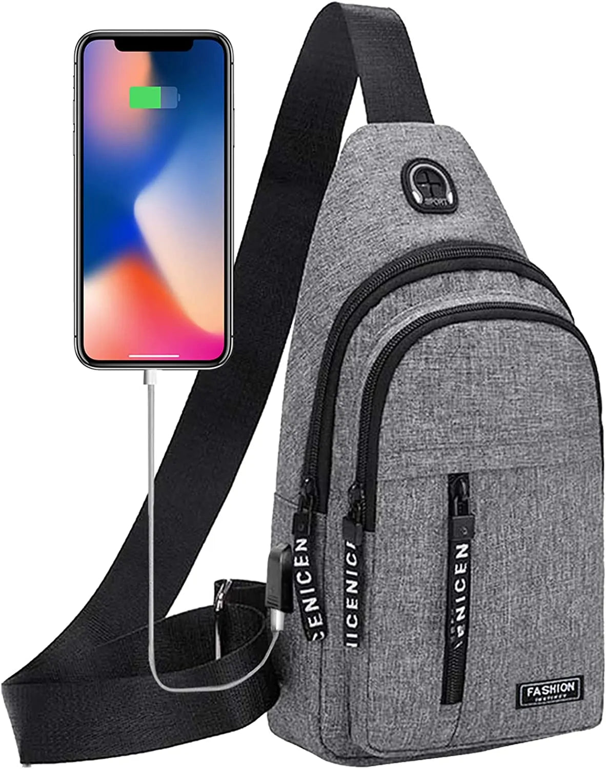 Men Sling Backpack USB Charge Port chest bag for men Anti-theft Travel Waterproof Oxford Male Cross body Shoulder Chest Bag