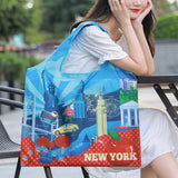 Women Painting Tote Bag Retro Art Shoulder Bags Foldable Large Capacity Shopping Bag Reusable Travel Grocery Storage Bags