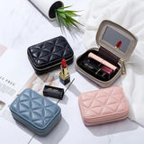 Unistybag Makeup Bag Genuine Leather Cosmetic Bag Mini Lipstick Case Lipstick Organizer Women Cosmetic Organizer Mirror