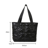 Fashion Quilted Women Shoulder Bags Solid Color Cotton Padded Handbags Top-handle Bags Large Capacity Ladies Shopping Tote Bags