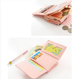 Ladies Wallet Cute Female Short Japanese and Korean New Cat Mini Pendant Student Small Wallet Metal Coin Purse Card Holder