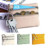 Various Styles Leather Women's Wallet Purse Two/Three Zippers Coin Purse Coin Wallet Keychain Card Cash Holder Change Purse 2023