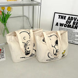 Snoopy Anime Figures Cute Canvas Shoulder Bag Cartoon Kawaii Large Capacity Storage Tote Bags Handbag Student Schoolbag