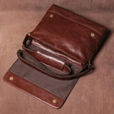 Men's Genuine Leather Shoulder Bag Vintage Casual A4 Cowhide Bag First Layer Cowhide Messenger Bag Handmade Satchel Bag