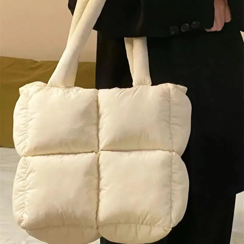 Fashion Large Tote Padded Handbags Designer Quilted Women Shoulder Bags Luxury Nylon Down Cotton Crossbody Bag Winter Purse 2022
