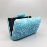 21Stylish New Wallet Snow Blue Pattern Acrylic Evening Bag Retro Lady Dinner Handbags Trendy Party Box Cute Chains Clutch Purse