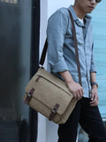 Canvas Laptop Shoulder Bag Messenger Bag Men Casual Crossbody Bags School Bookbag