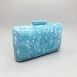 21Stylish New Wallet Snow Blue Pattern Acrylic Evening Bag Retro Lady Dinner Handbags Trendy Party Box Cute Chains Clutch Purse