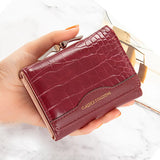 Leather Women's Wallet Female Short Retro Three-fold Folding Student Version Simple Multi-card Crocodile Pattern Coin Purse