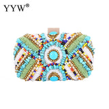 Bohemia Beading Evening Clutch Bag Contrast Colors Summer Hand Bags Wedding Bridal Party Purse Clutch Purse Pochette Femme 2021