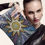 DIY Sunflower Special Shaped Diamond Painting Wristlet Wallet Women Clutch Storage Bag Birthday Gift for Girlfriend