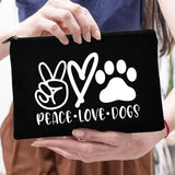 Peace Love Dogs Print Women Cosmetic Bags Love My Dog Cute Paws Zipper Makeup Pouch Travel Toiletry Organizer Bag Large Capacity