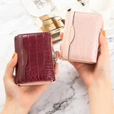 Leather Women's Wallet Female Short Retro Three-fold Folding Student Version Simple Multi-card Crocodile Pattern Coin Purse