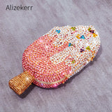 Ice Cream Shaped Diamond Evening Clutch Bag For Party Wedding 2021 Boutique Novelty Mini Kawaii Rhinestone Purses High Quality