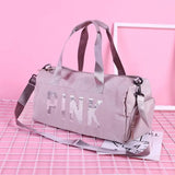 New Oxford Cloth Travel Bag Women Fitness Training Bag for Sports Gym Dry Wet Separation Shoes Bags Pink Sequins Duffle Bag