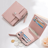 Women Wallets PU Leather Female Purse Mini Hasp Solid Multi-Cards Holder Coin Short Wallets Slim Small Wallet Zipper Hasp