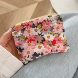 Mini Small Zipper Coin Purse Women Cute Floral Clutch Purse Lipstick Bag Key Wallet Lady Cotton Travel Makeup Storage Bag Pouch