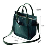 Large Capacity Solid Color Women's Corduroy Shoulder Bag 2023 Fashion Handbag Messenger Bags Casual Tote with Pockets Bento Bags