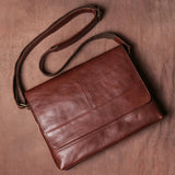 Men's Genuine Leather Shoulder Bag Vintage Casual A4 Cowhide Bag First Layer Cowhide Messenger Bag Handmade Satchel Bag